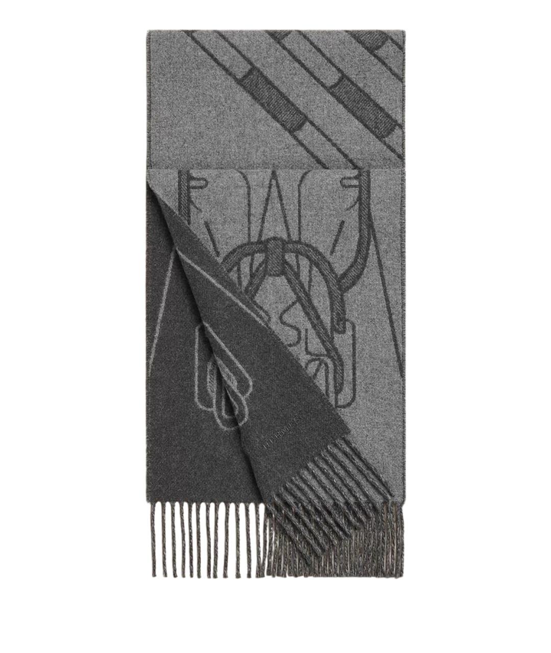 HERMES Серый кашемировый шарф, фото 1
