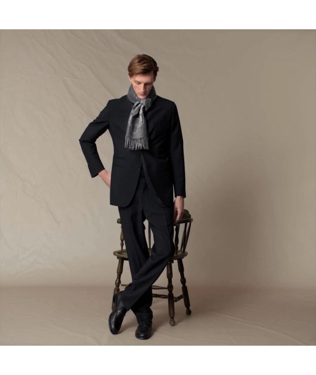 HERMES Серый кашемировый шарф, фото 3