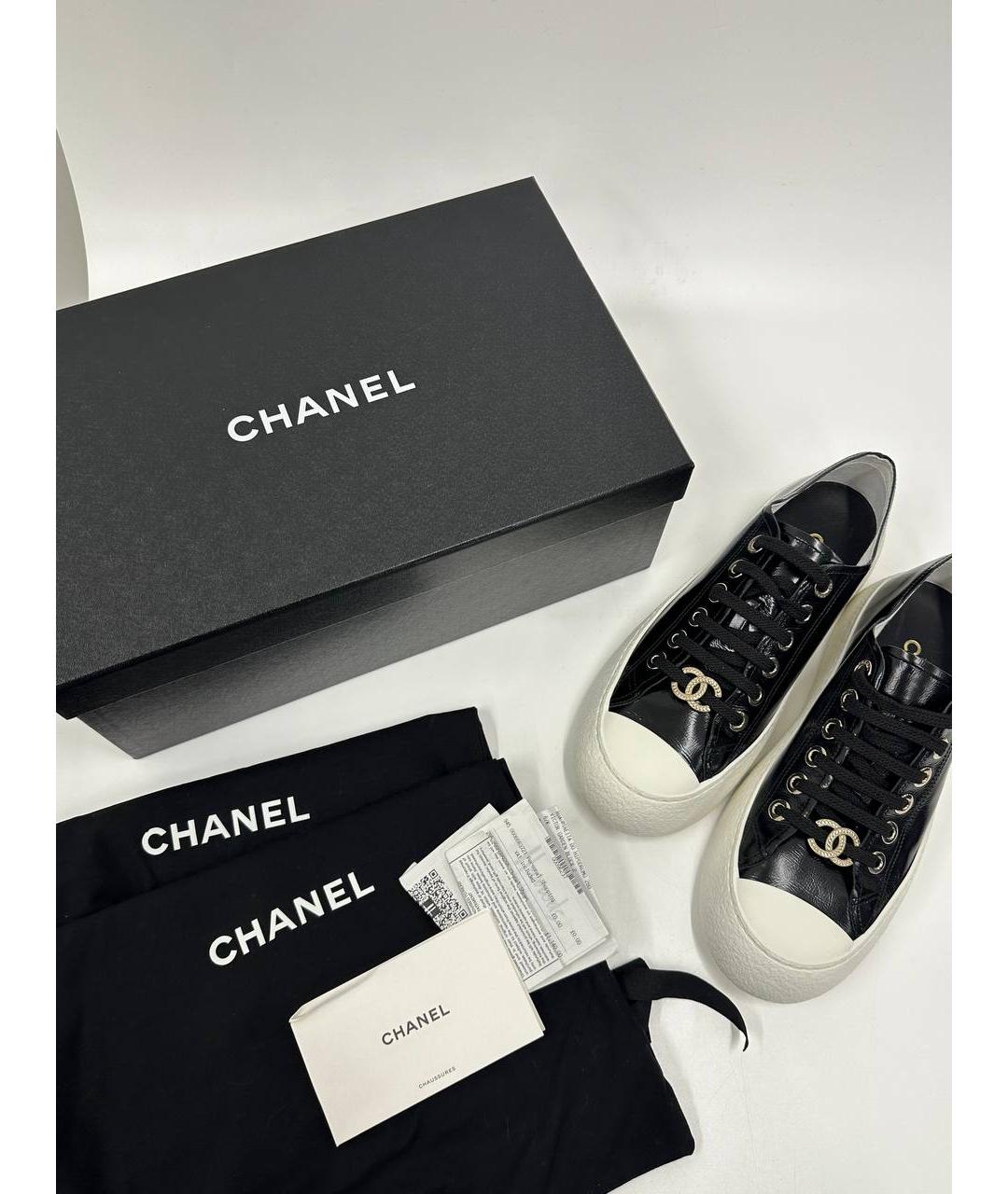 CHANEL Черные кожаные кеды, фото 6