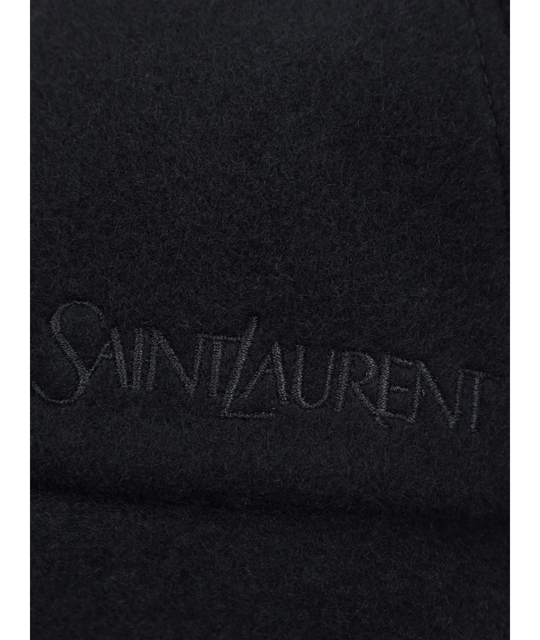 SAINT LAURENT Черная кашемировая кепка, фото 3