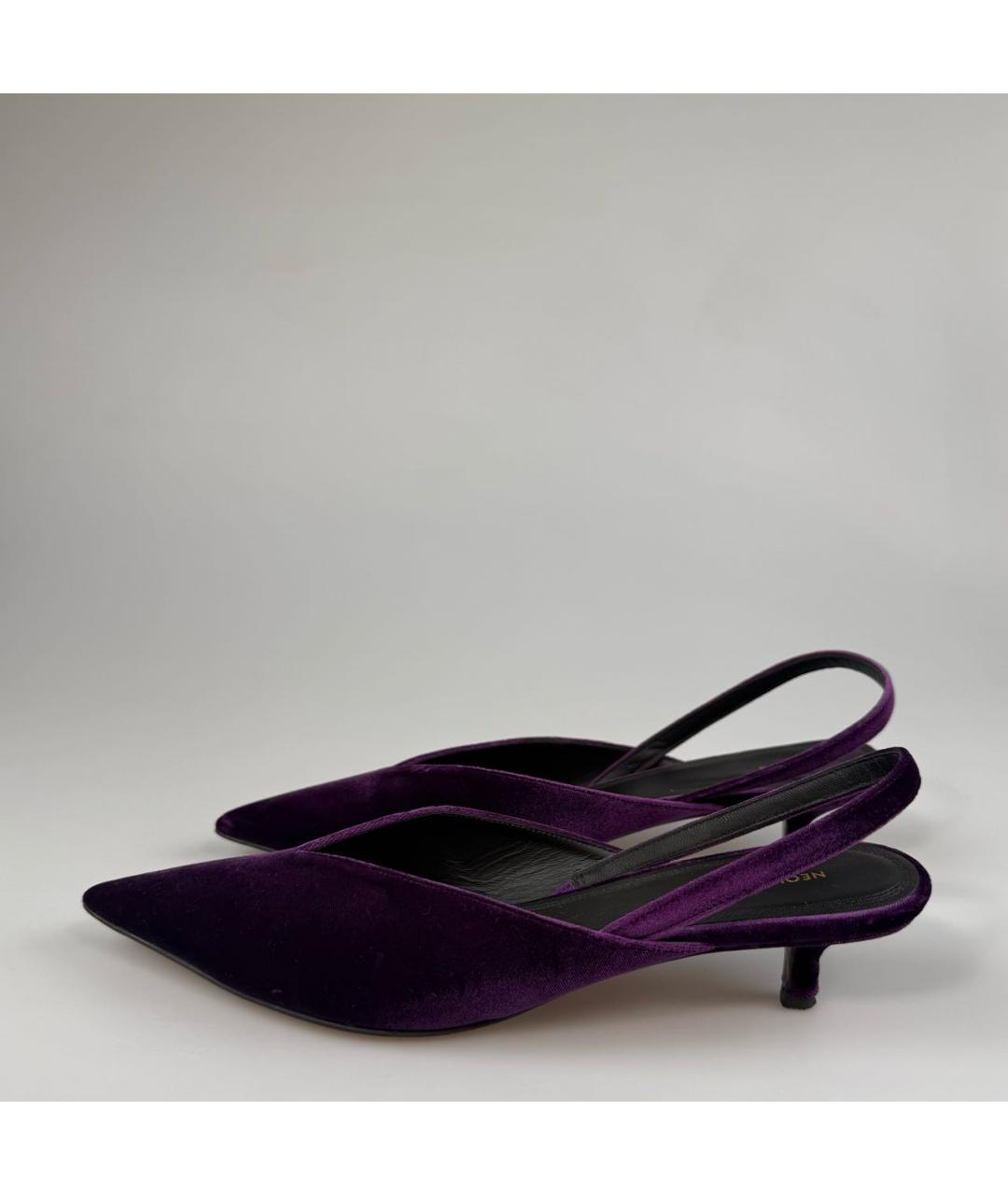 NEOUS Фиолетовые текстильные лодочки на низком каблуке, фото 4