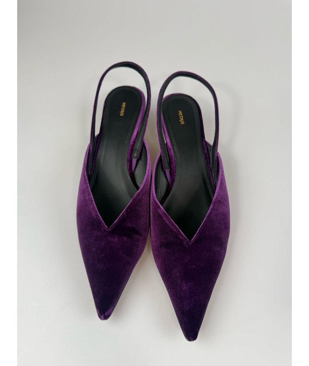 NEOUS Фиолетовые текстильные лодочки на низком каблуке, фото 3