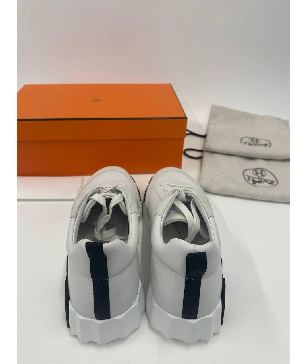 HERMES Серые кожаные низкие кроссовки / кеды, фото 3