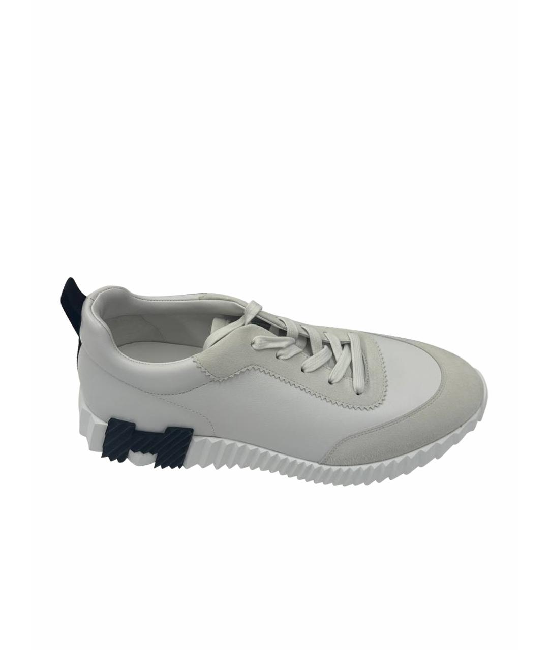 HERMES Серые кожаные низкие кроссовки / кеды, фото 1