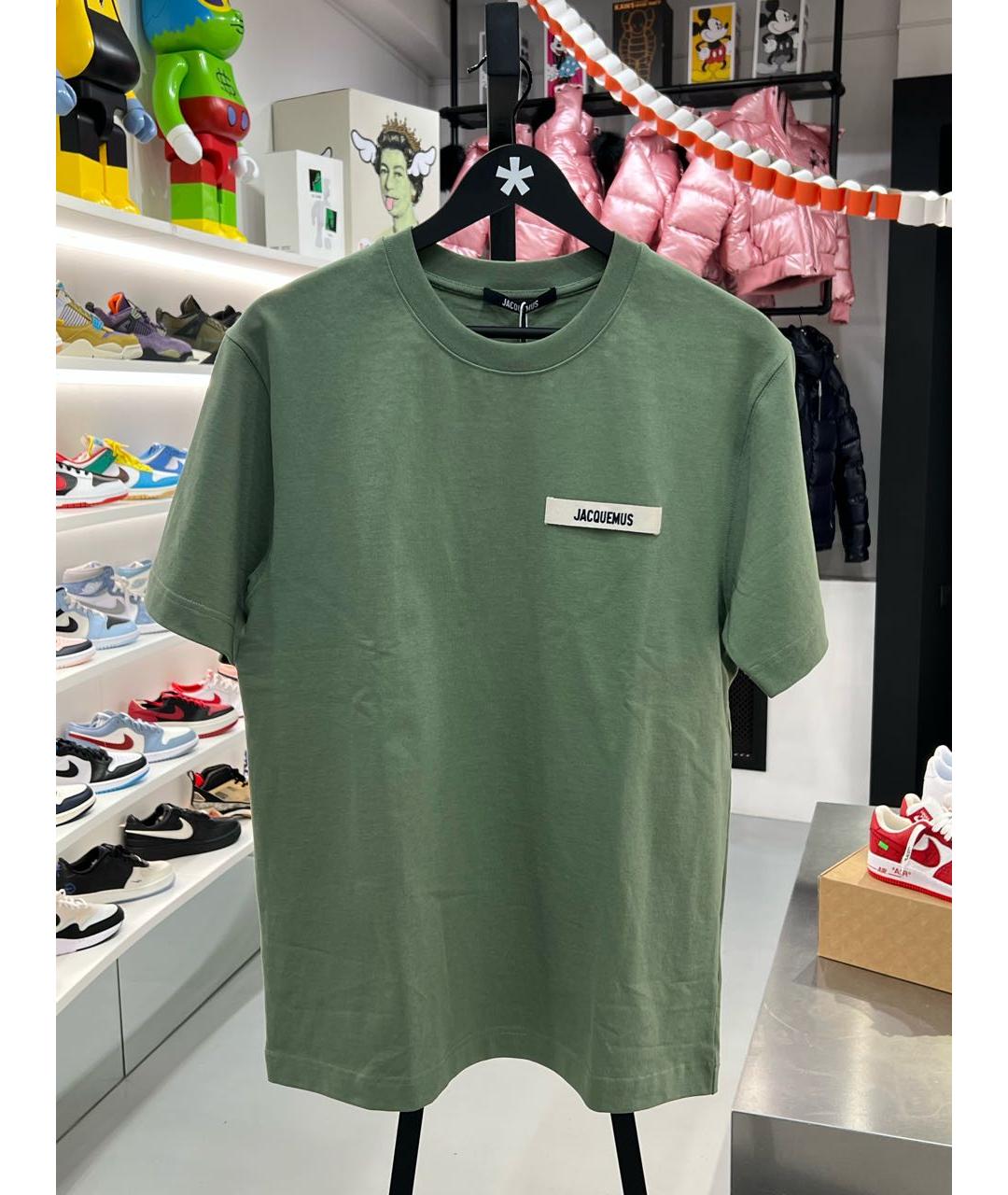 JACQUEMUS Зеленая хлопковая футболка, фото 5