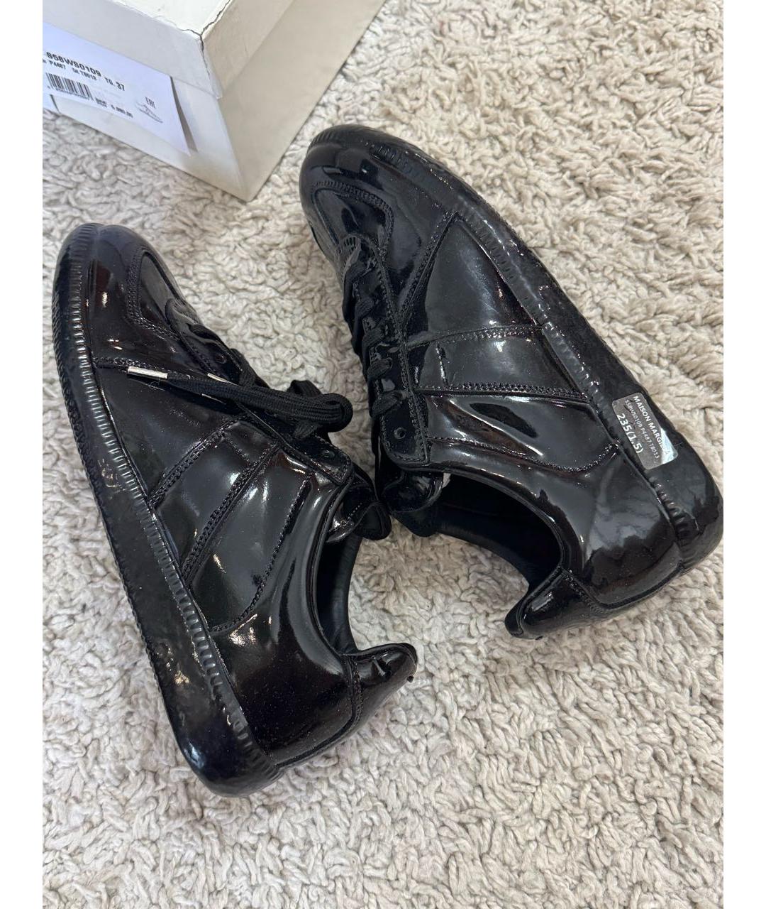 MAISON MARGIELA Черные кеды из лакированной кожи, фото 8