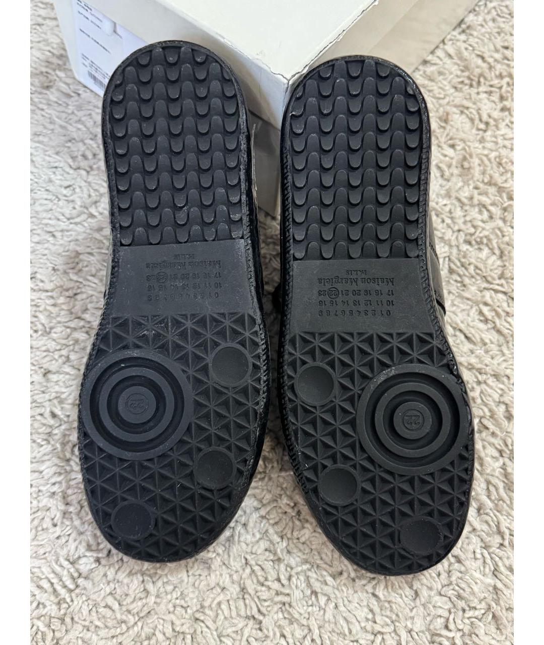 MAISON MARGIELA Черные кеды из лакированной кожи, фото 4