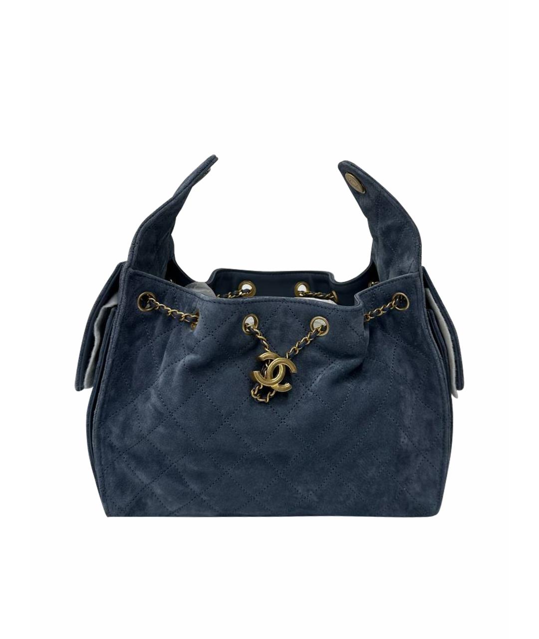 CHANEL Голубая замшевая сумка с короткими ручками, фото 1