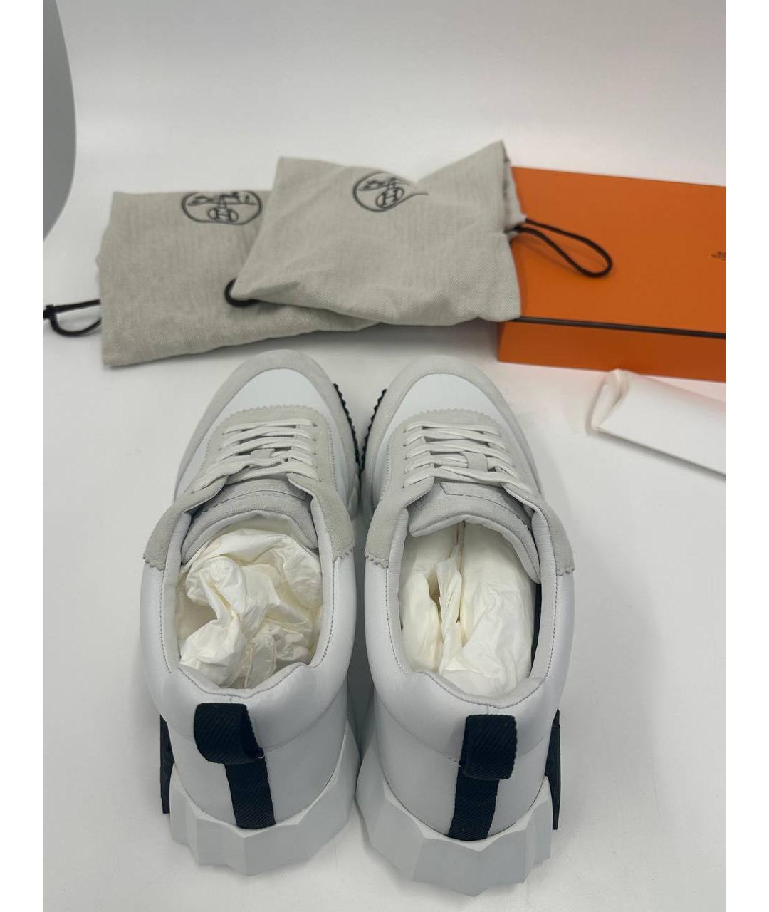 HERMES Серые кожаные низкие кроссовки / кеды, фото 3