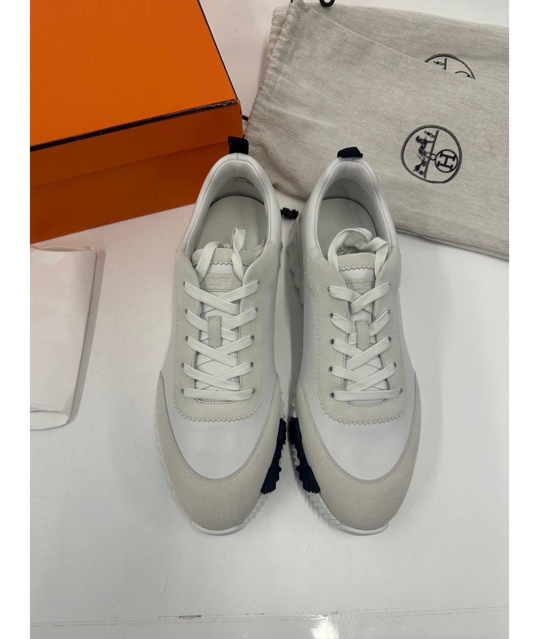 HERMES Серые кожаные низкие кроссовки / кеды, фото 5