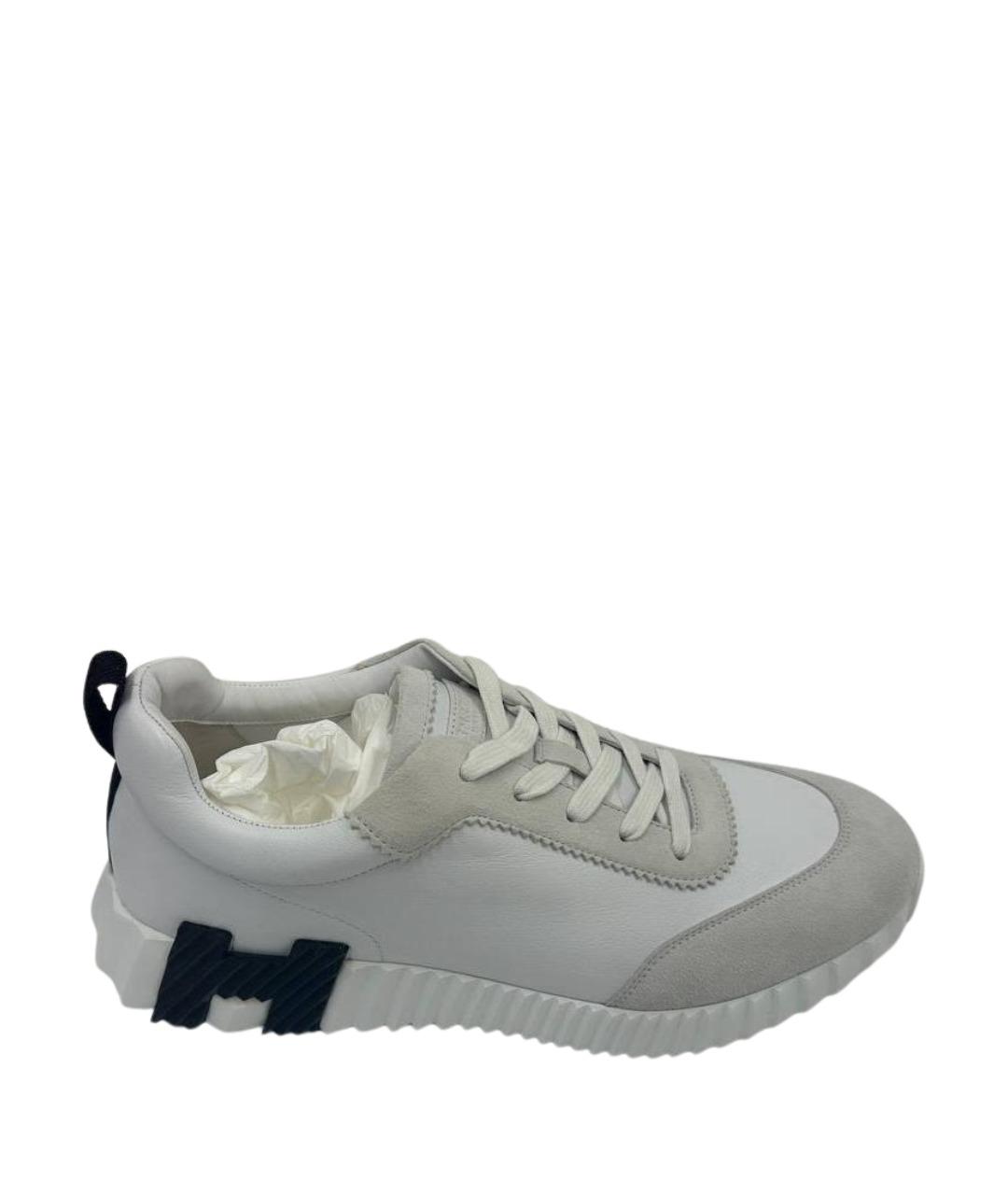 HERMES Серые кожаные низкие кроссовки / кеды, фото 1