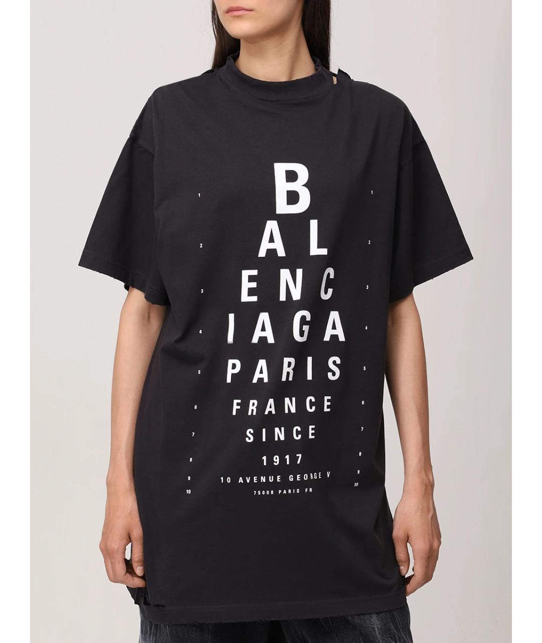 BALENCIAGA Черная хлопковая футболка, фото 4