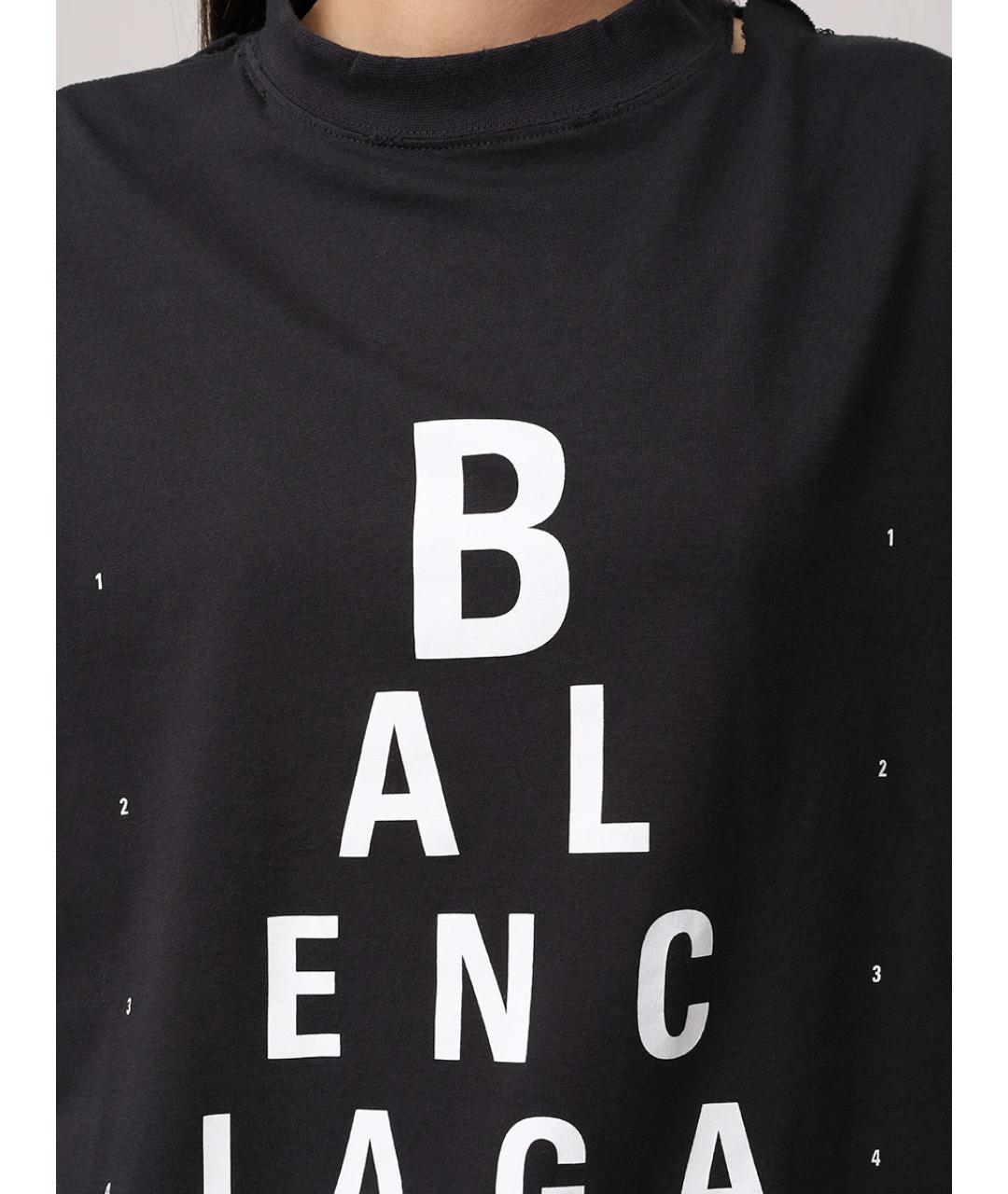 BALENCIAGA Черная хлопковая футболка, фото 5