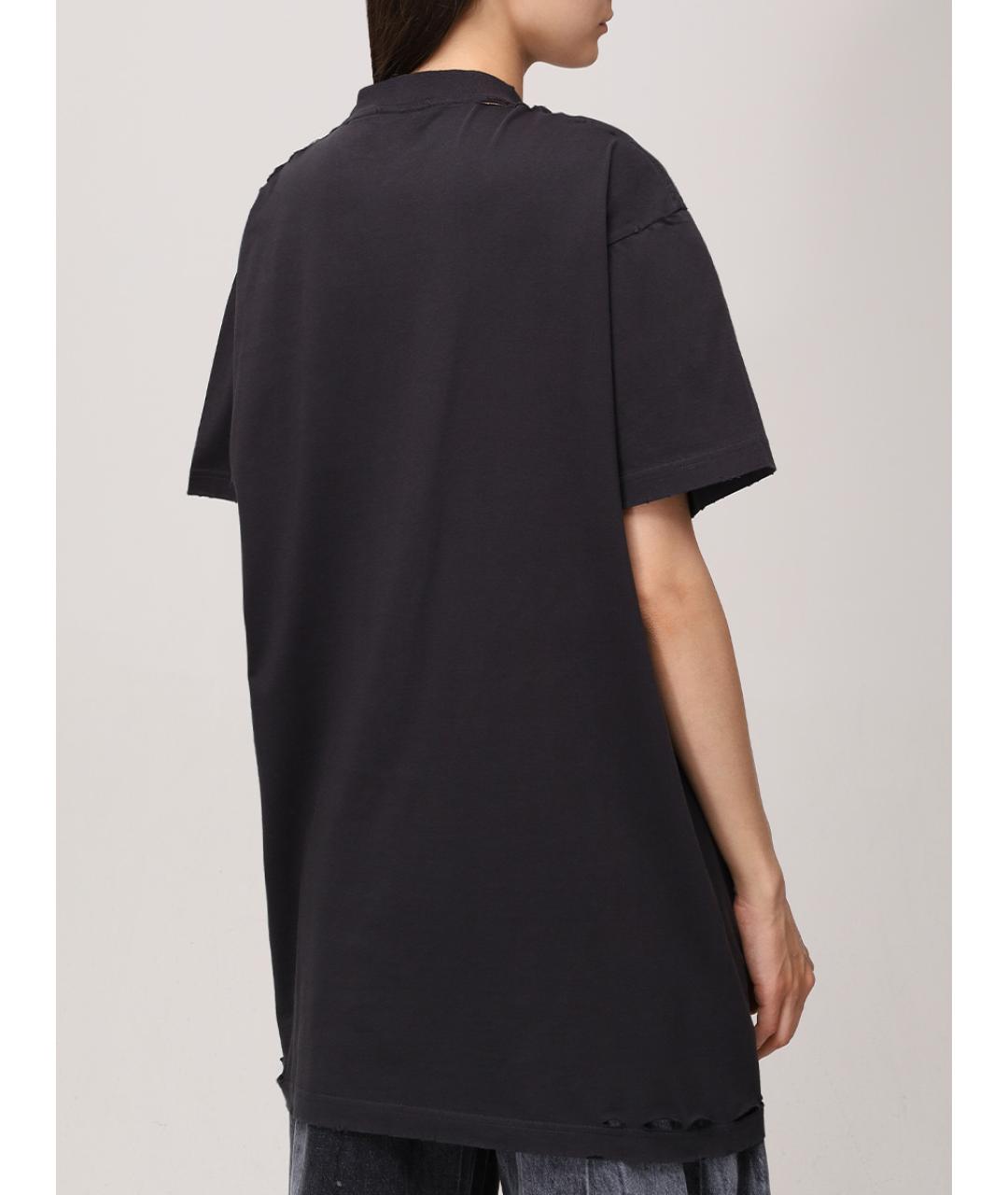 BALENCIAGA Черная хлопковая футболка, фото 3