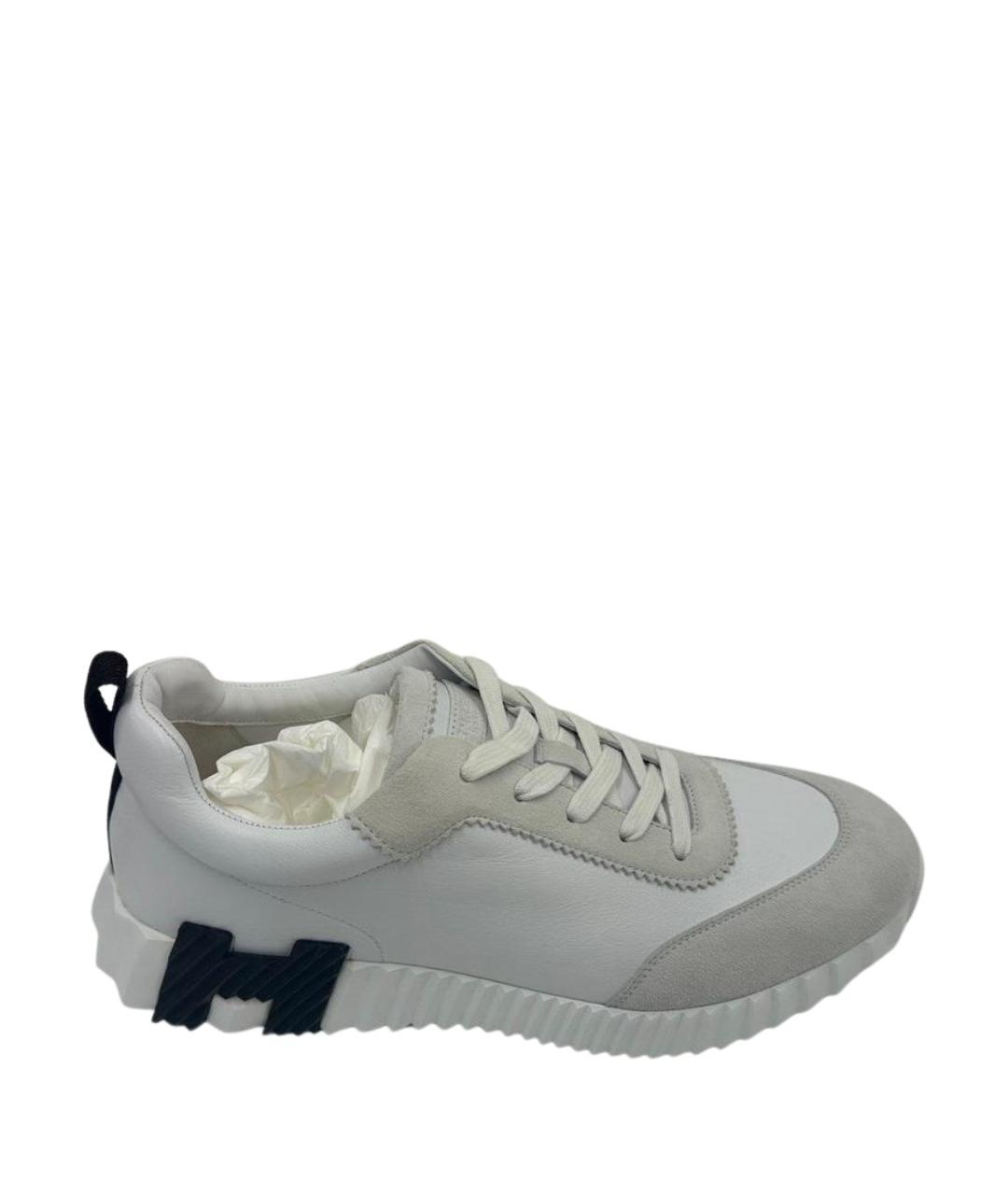 HERMES Серые кожаные низкие кроссовки / кеды, фото 1