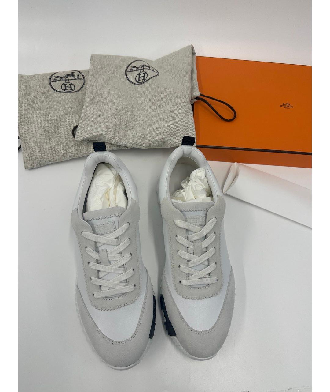HERMES Серые кожаные низкие кроссовки / кеды, фото 5