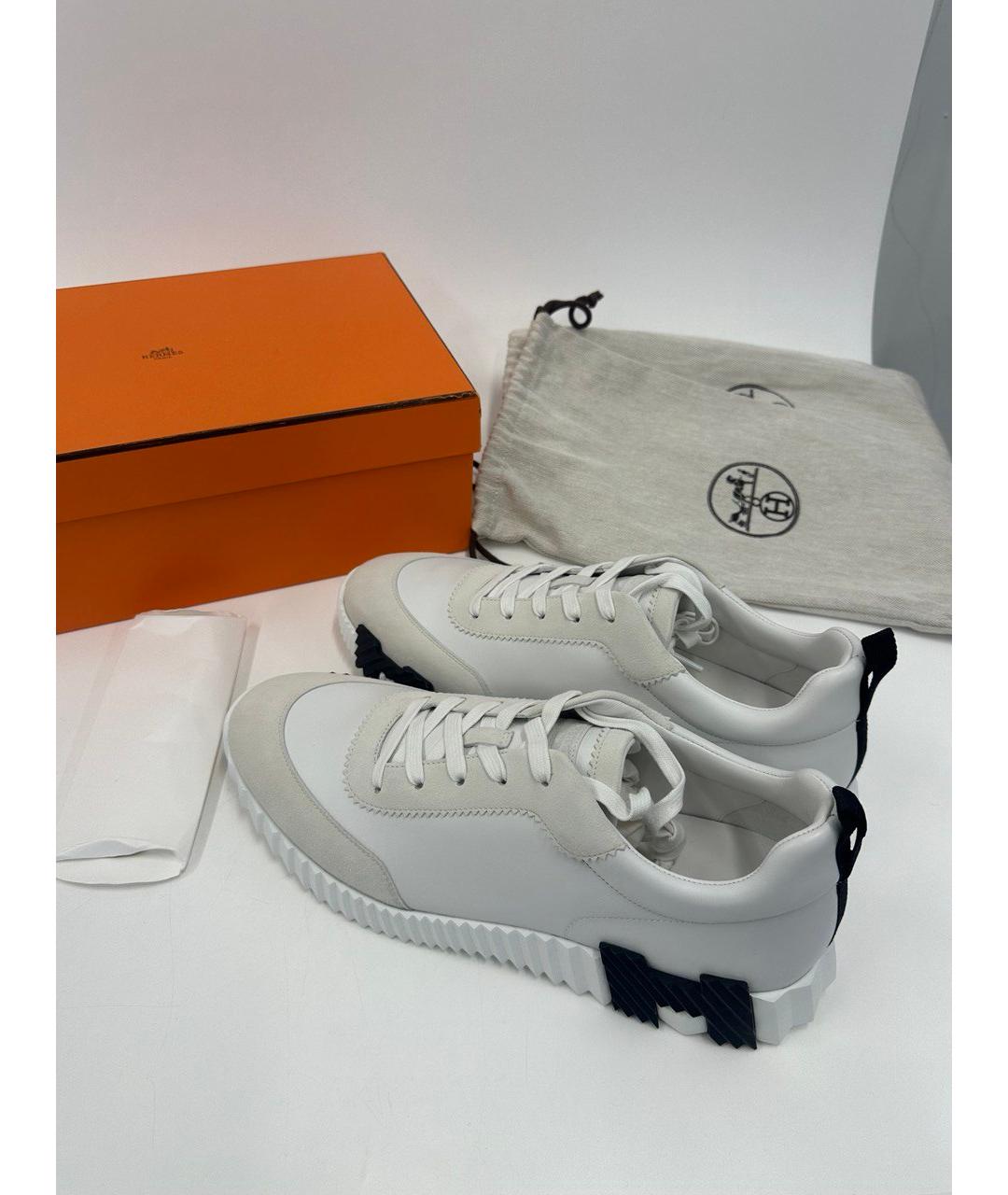 HERMES Серые кожаные низкие кроссовки / кеды, фото 3