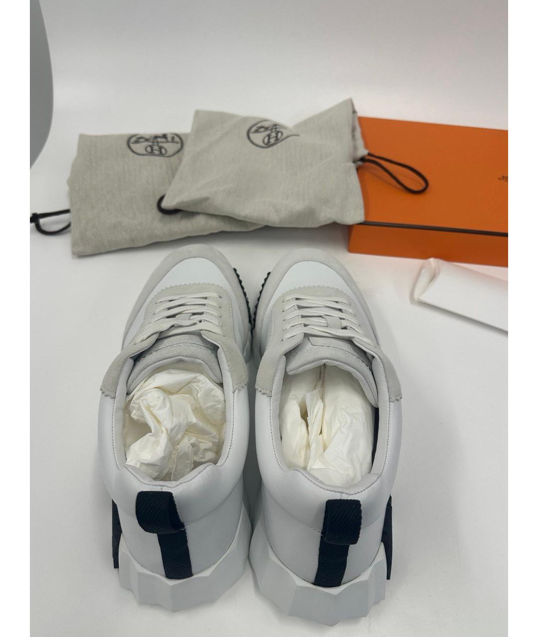 HERMES Серые кожаные низкие кроссовки / кеды, фото 2