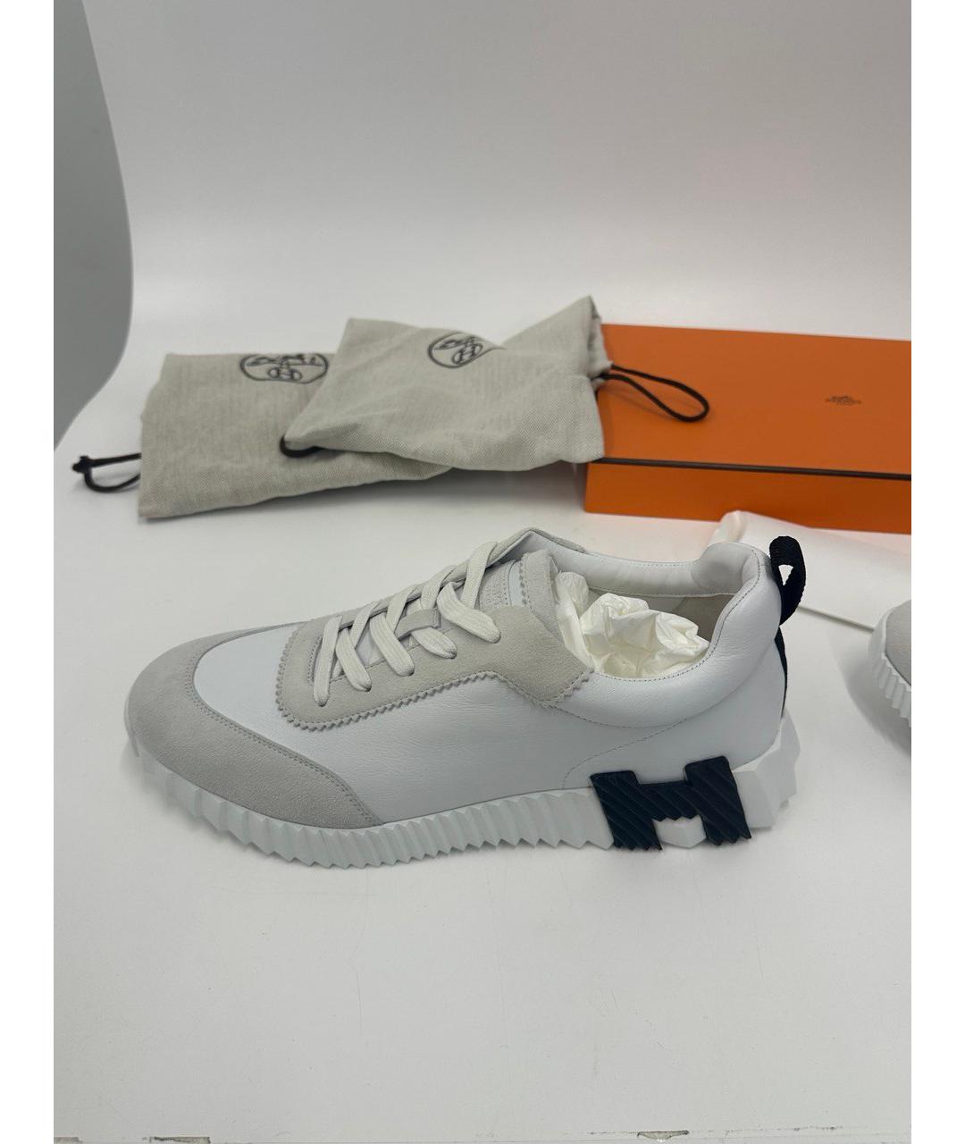 HERMES Серые кожаные низкие кроссовки / кеды, фото 6