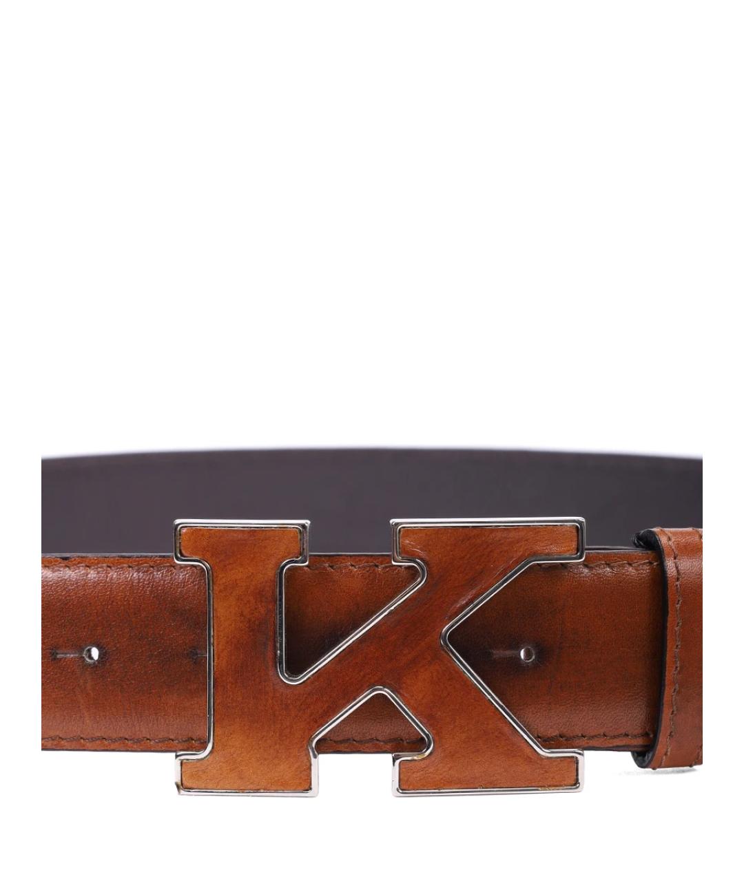 KITON Коричневый кожаный ремень, фото 3