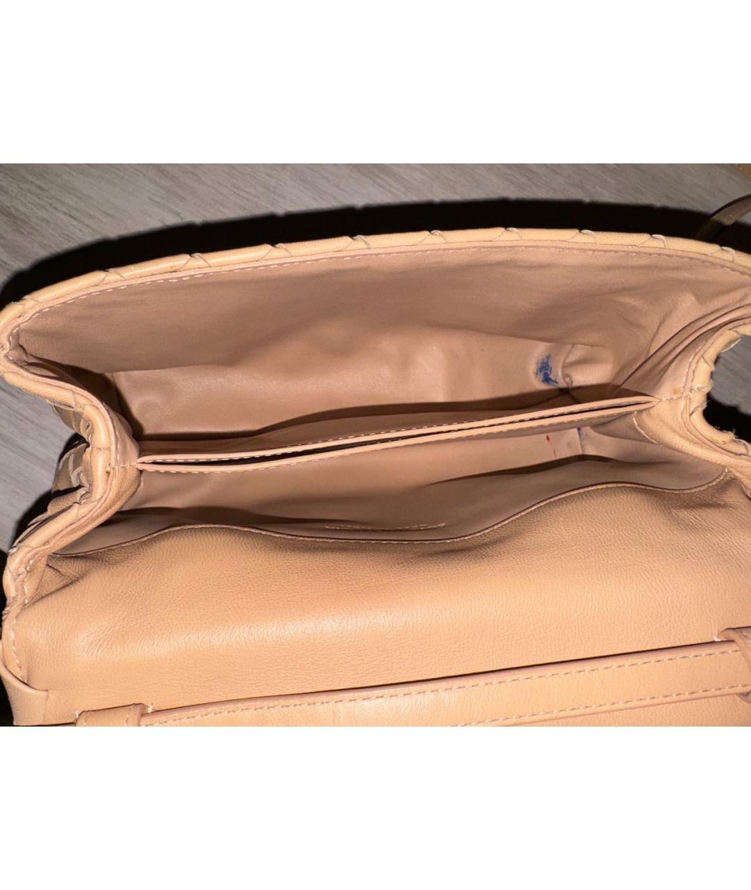 BOTTEGA VENETA Бежевая кожаная сумка через плечо, фото 4