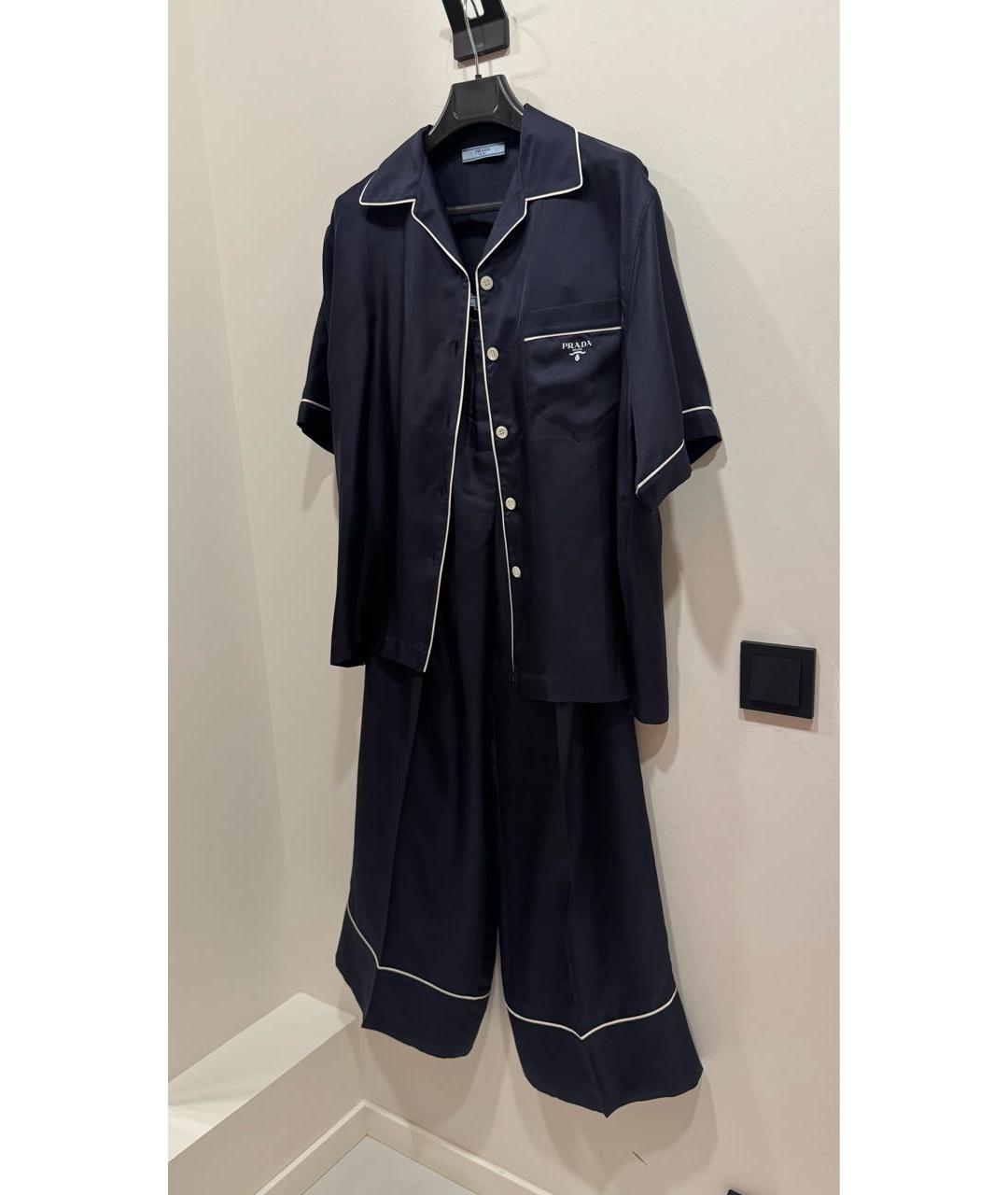 PRADA Темно-синий шелковый костюм с брюками, фото 4