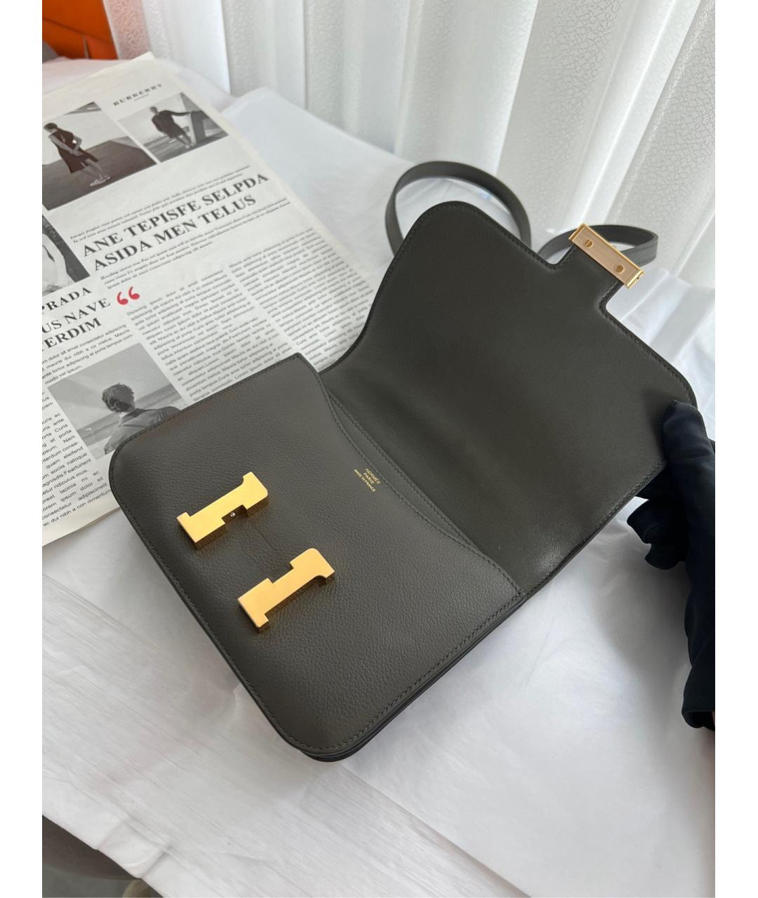 HERMES Зеленая кожаная сумка через плечо, фото 8