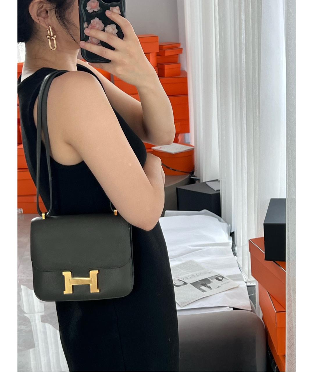 HERMES Зеленая кожаная сумка через плечо, фото 4
