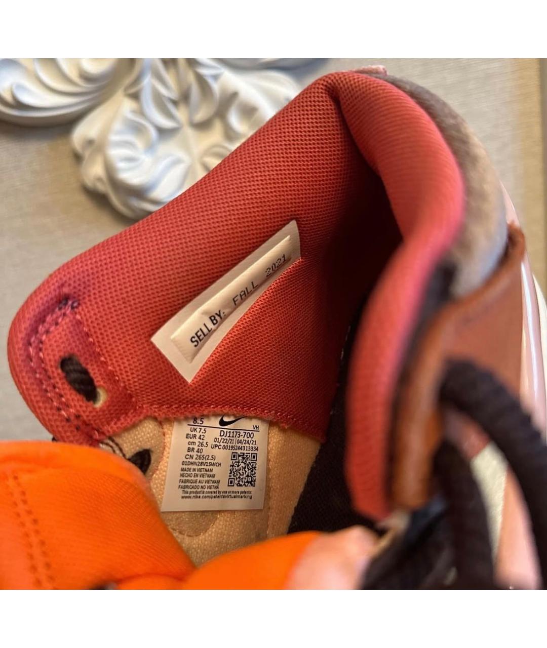 NIKE Оранжевое текстильные низкие кроссовки / кеды, фото 7