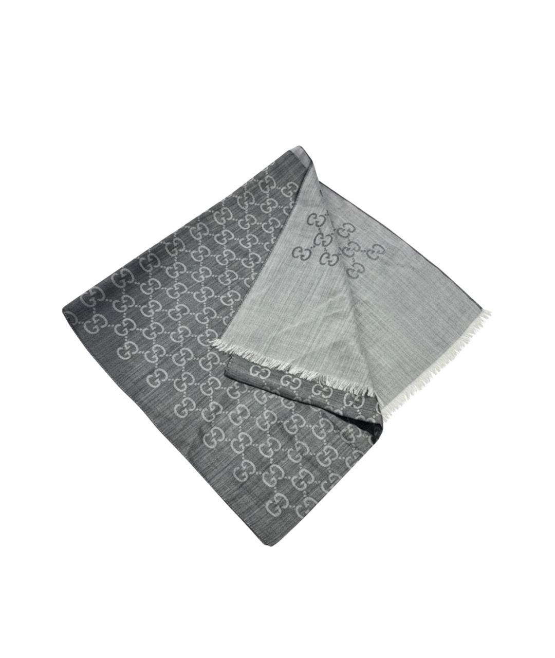 GUCCI Серый шерстяной платок, фото 1