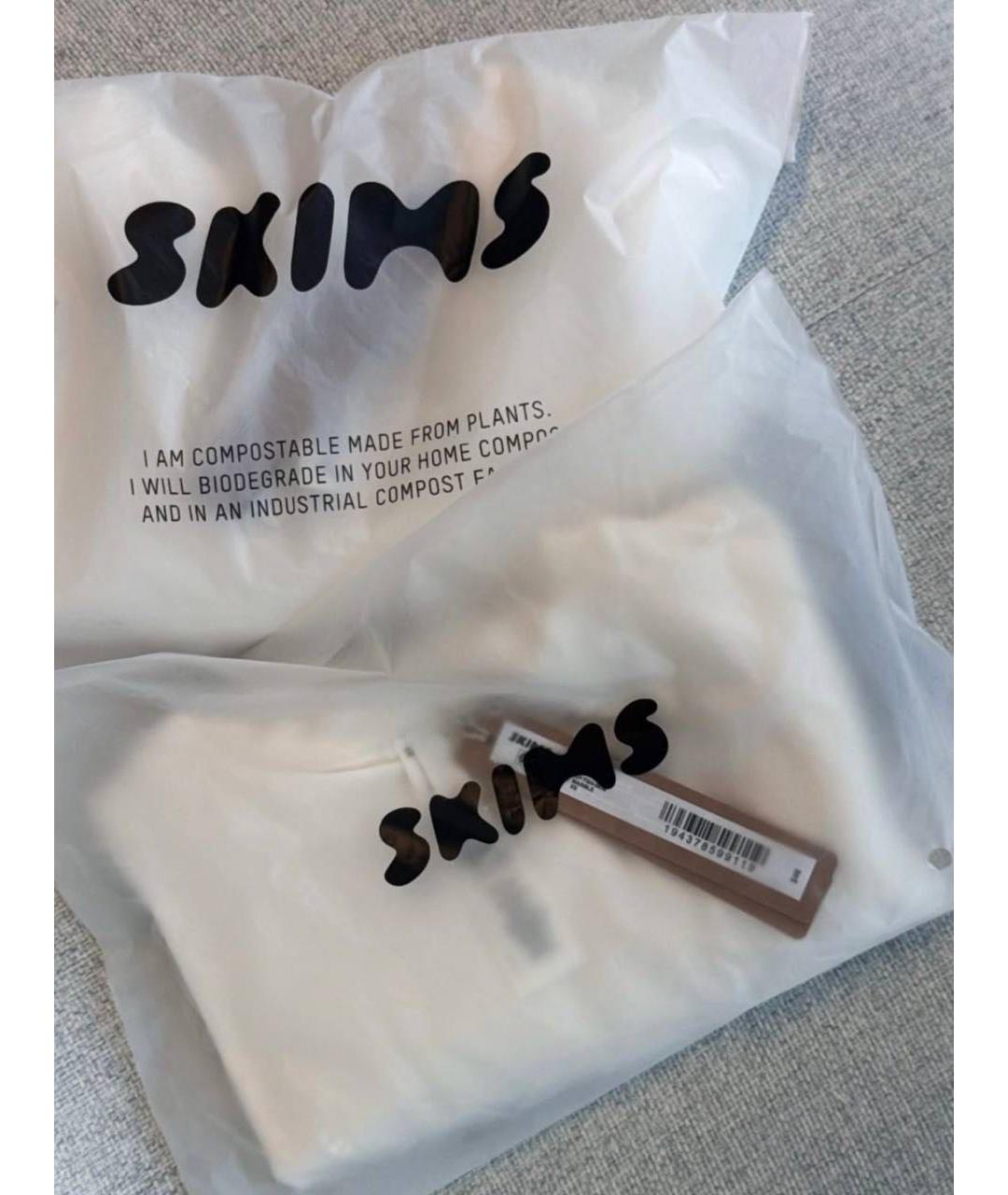 SKIMS Белая хлопковая футболка, фото 6