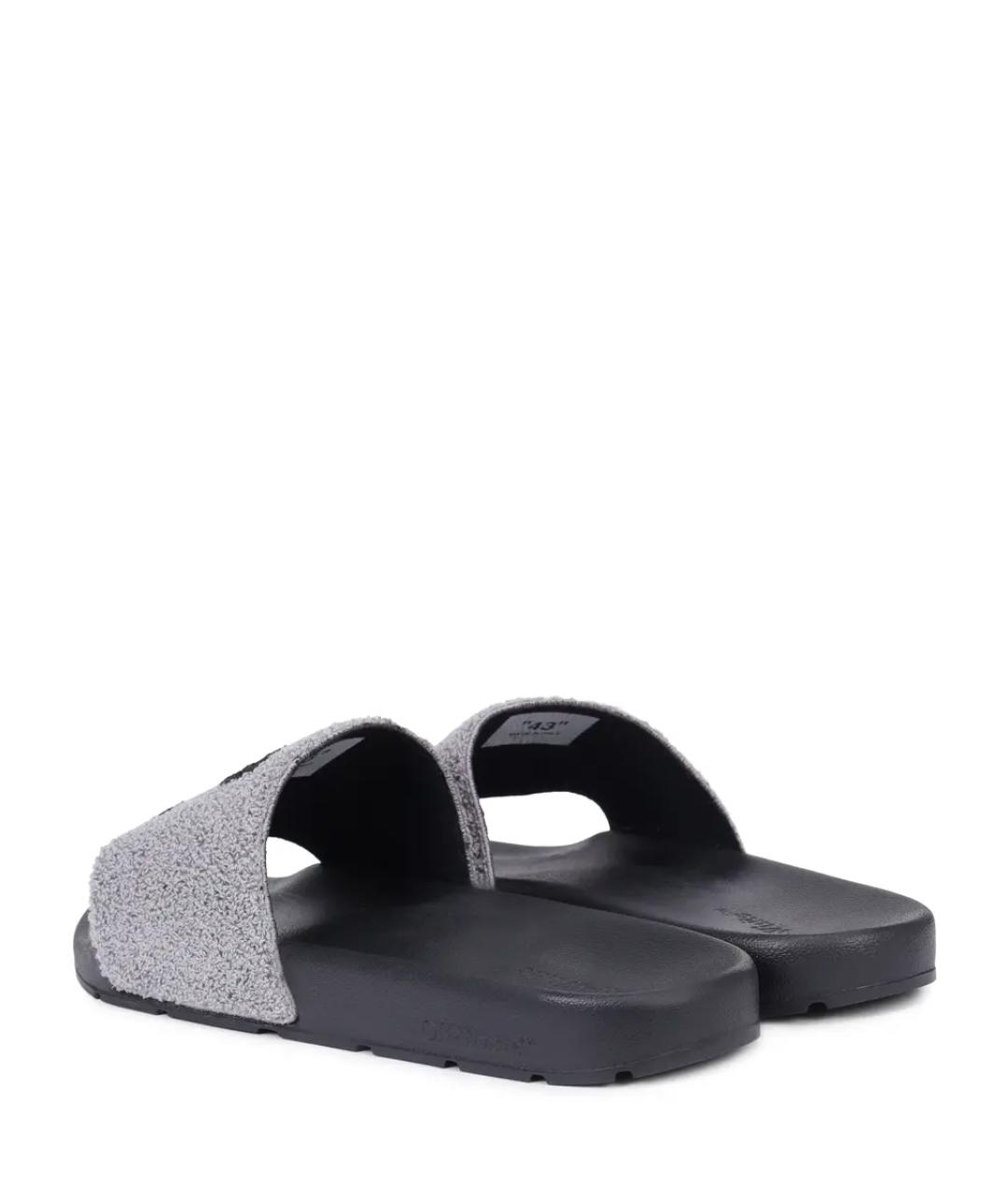OFF-WHITE Серые резиновые шлепанцы, фото 4