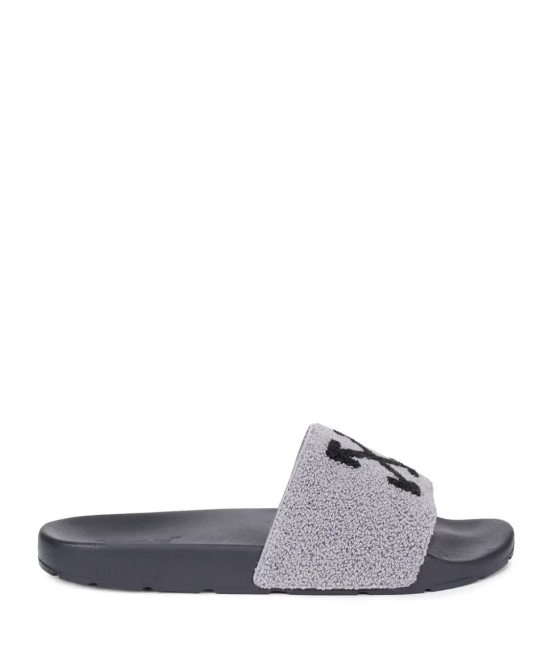 OFF-WHITE Серые резиновые шлепанцы, фото 1