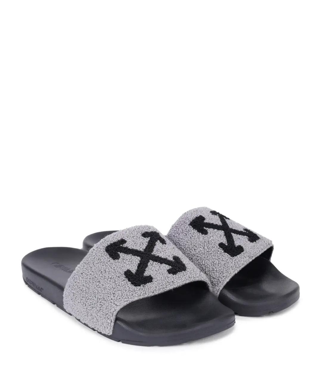OFF-WHITE Серые резиновые шлепанцы, фото 2