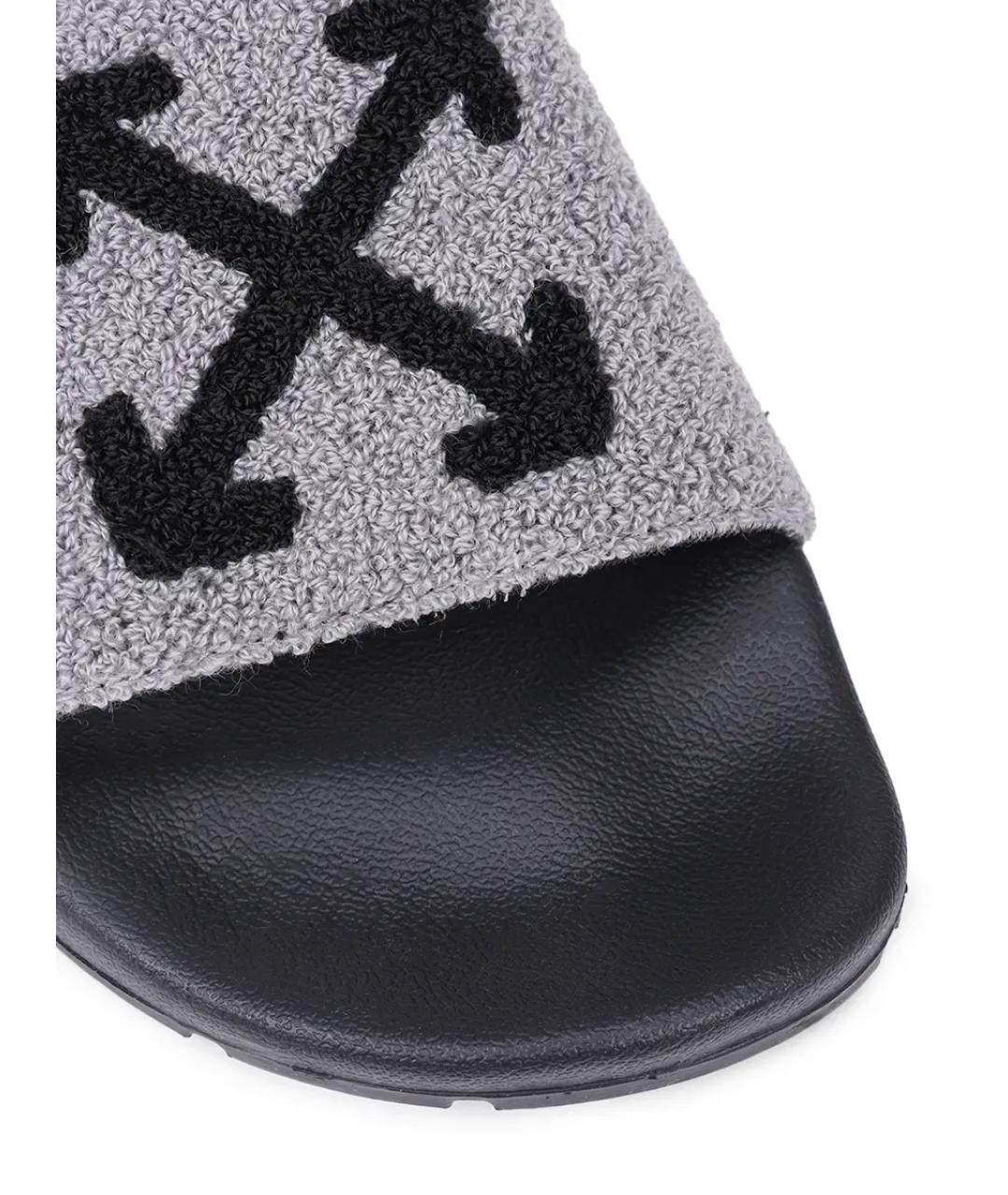 OFF-WHITE Серые резиновые шлепанцы, фото 5