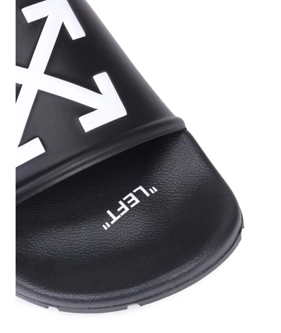 OFF-WHITE Черные резиновые шлепанцы, фото 5