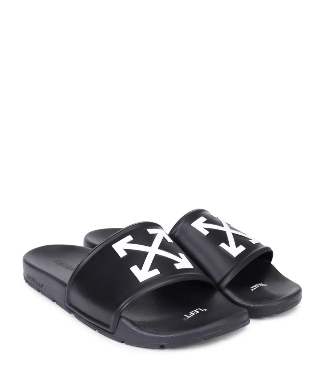 OFF-WHITE Черные резиновые шлепанцы, фото 2