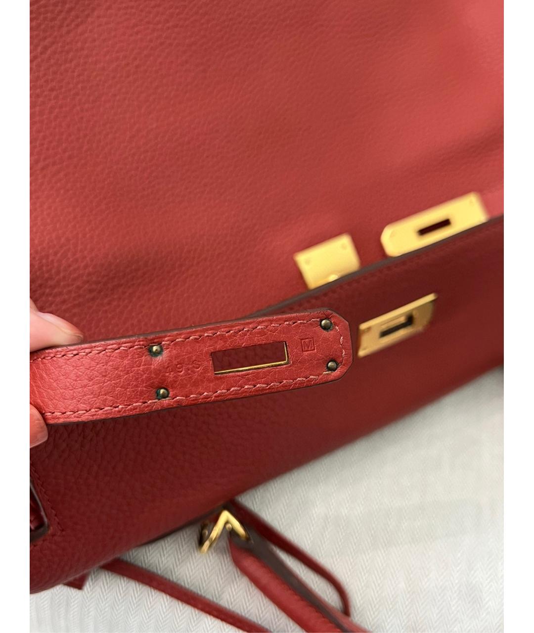 HERMES Красная кожаная сумка с короткими ручками, фото 9