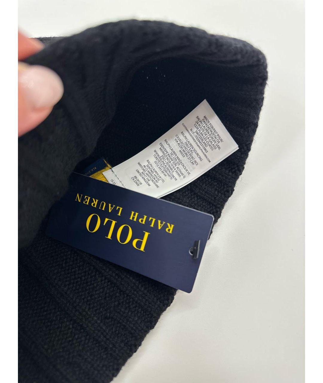 POLO RALPH LAUREN Черная шерстяная шапка, фото 2