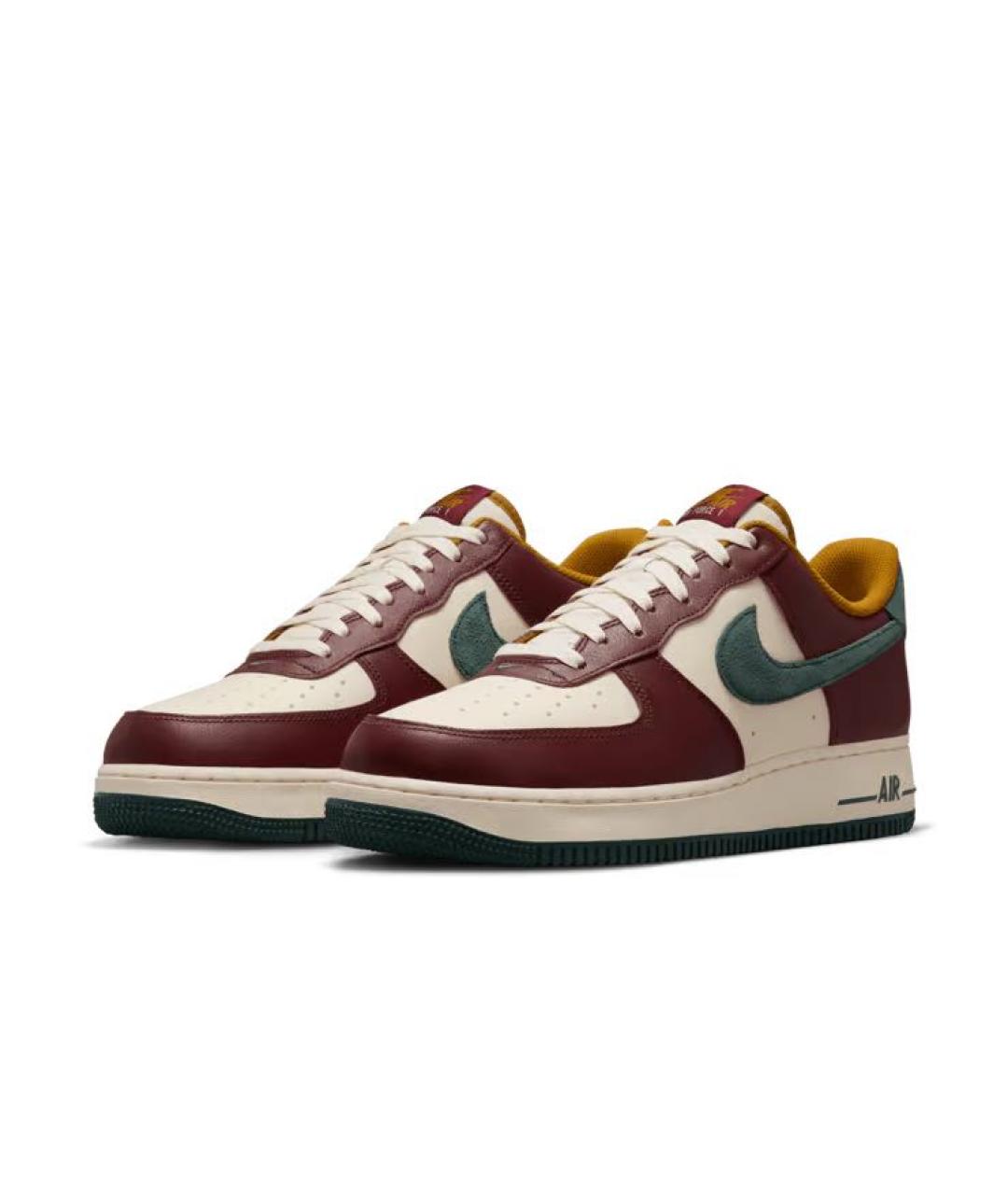 NIKE Бордовые кожаные низкие кроссовки / кеды, фото 2