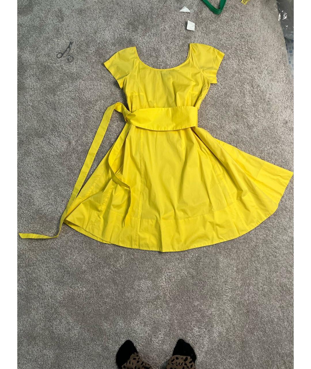 DKNY Желтое хлопковое повседневное платье, фото 6