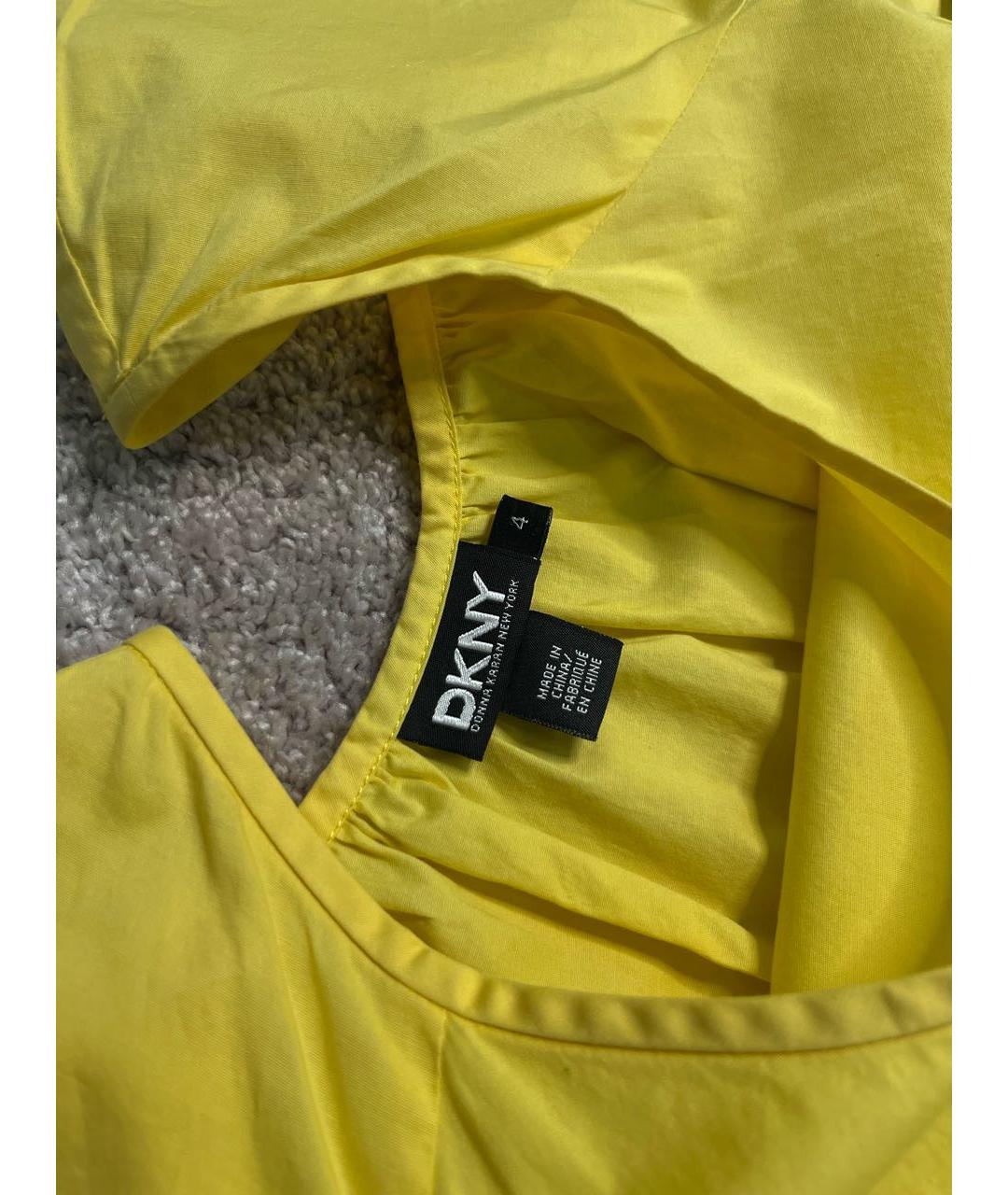 DKNY Желтое хлопковое повседневное платье, фото 3