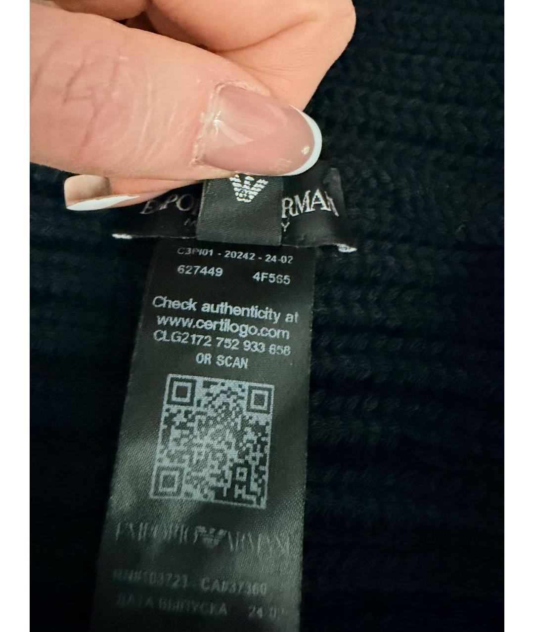 EMPORIO ARMANI Черная шерстяная шапка, фото 8