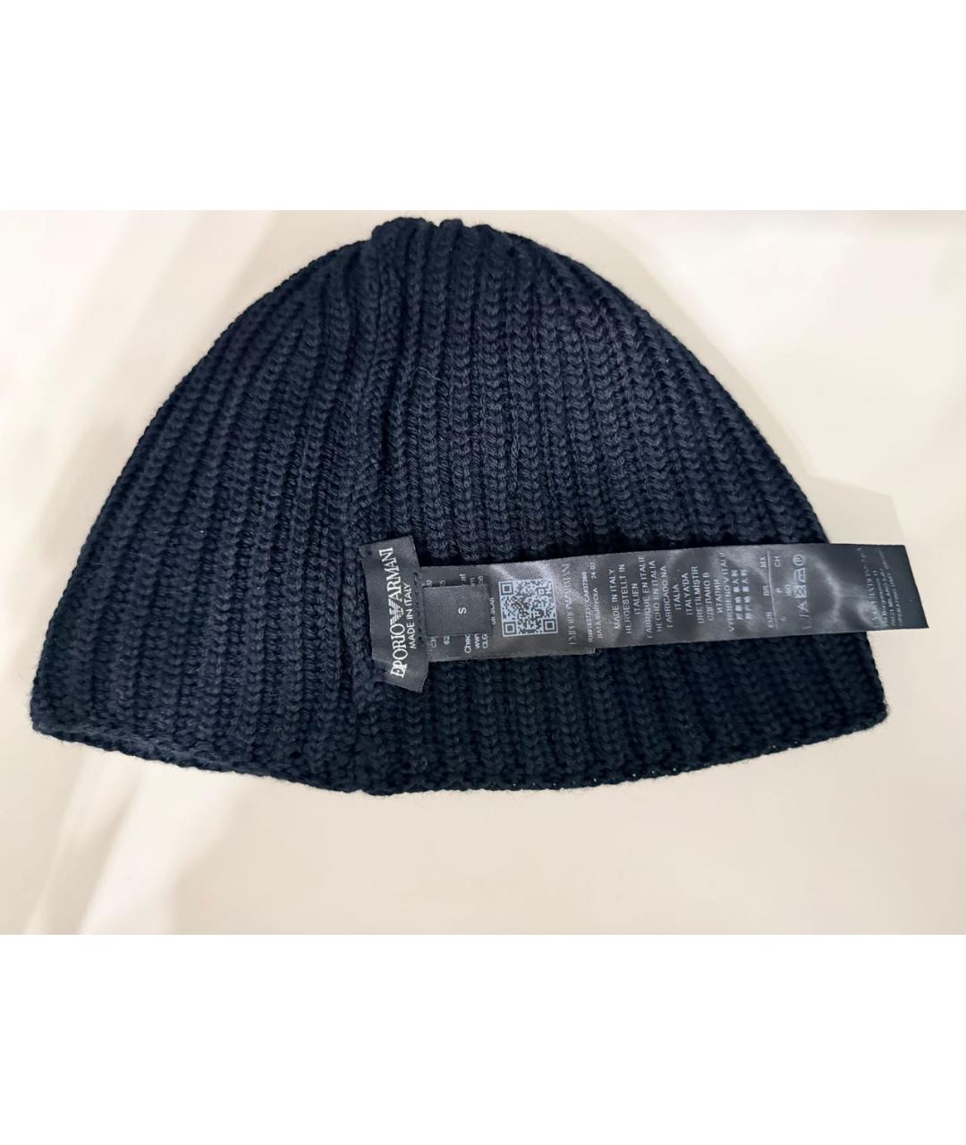 EMPORIO ARMANI Черная шерстяная шапка, фото 4