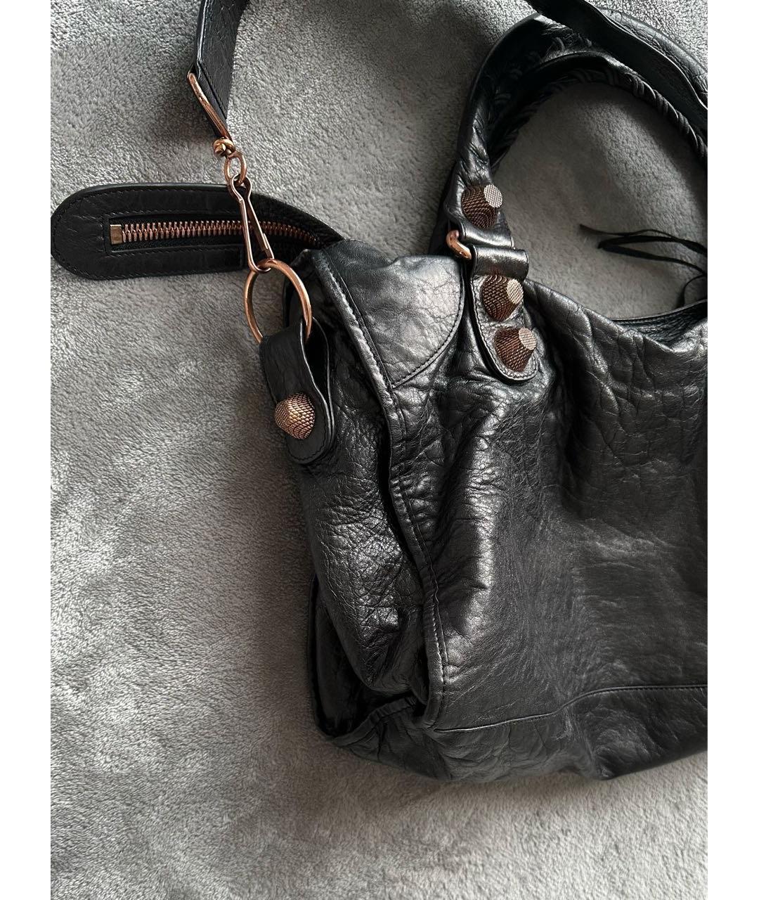 BALENCIAGA Черная кожаная сумка тоут, фото 6