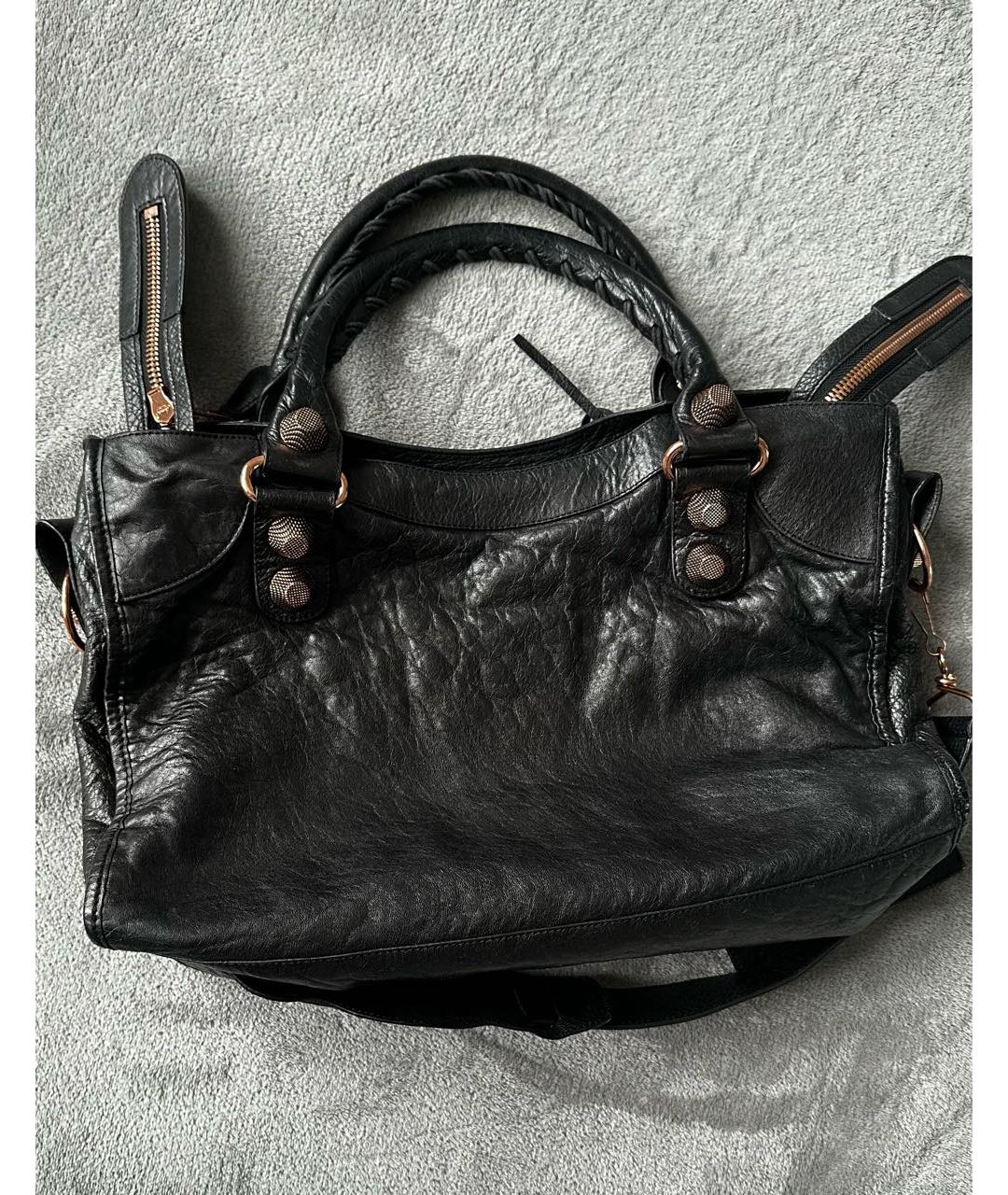 BALENCIAGA Черная кожаная сумка тоут, фото 4