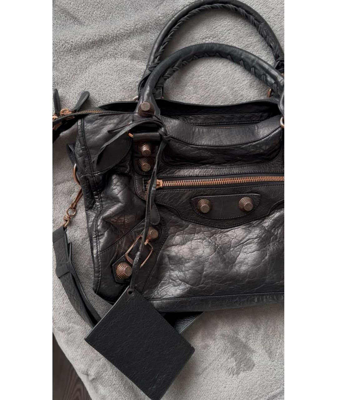 BALENCIAGA Черная кожаная сумка тоут, фото 2