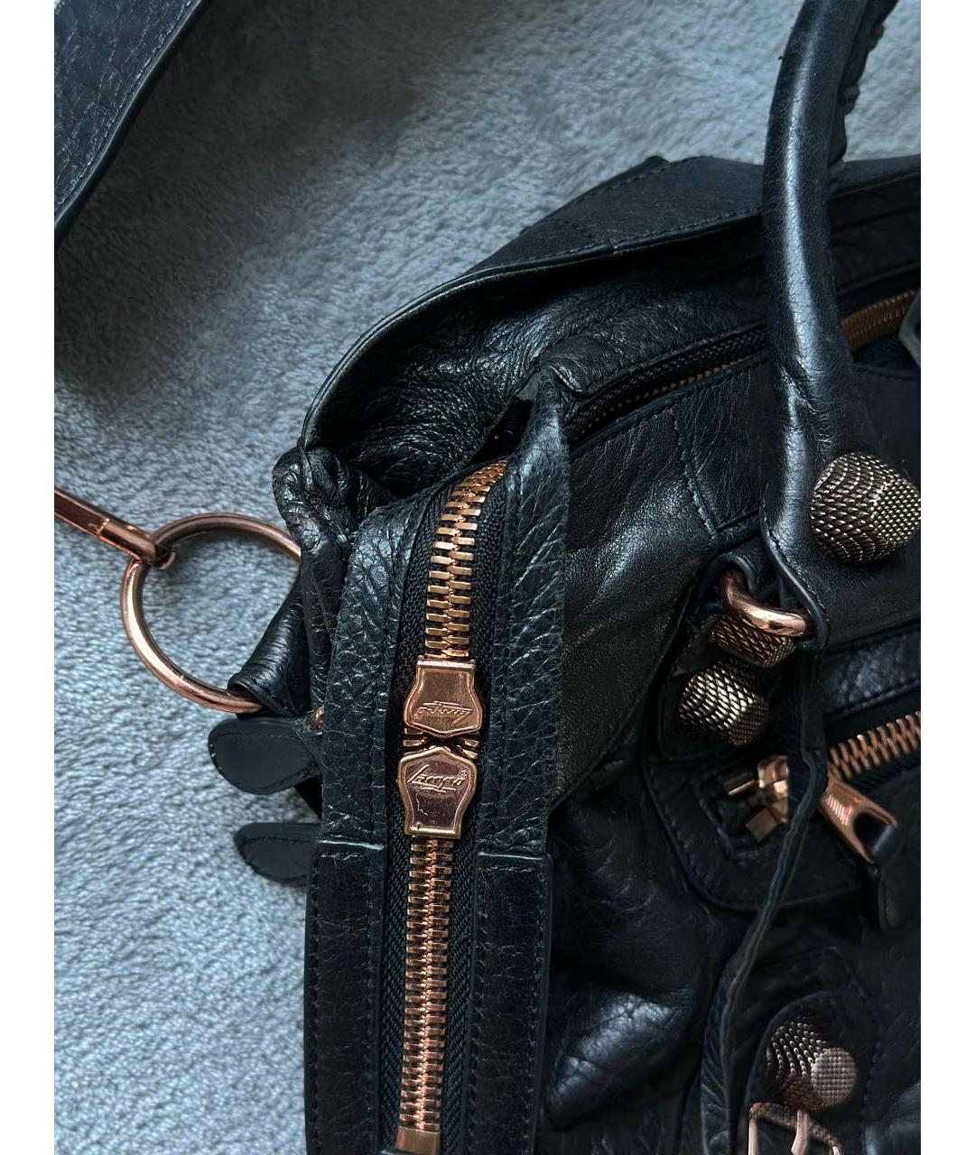 BALENCIAGA Черная кожаная сумка тоут, фото 5