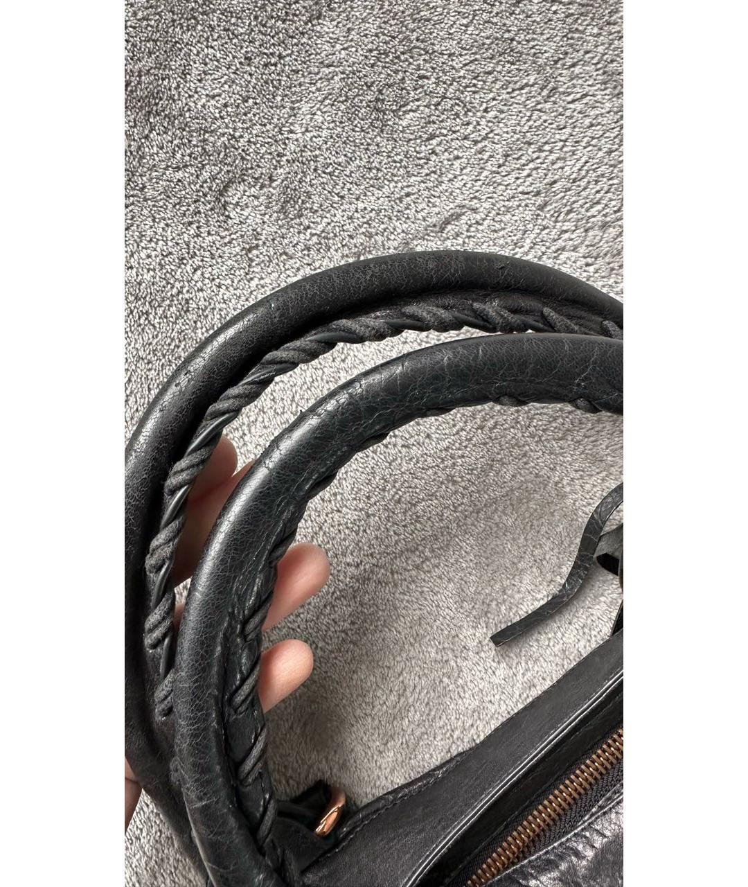 BALENCIAGA Черная кожаная сумка тоут, фото 8