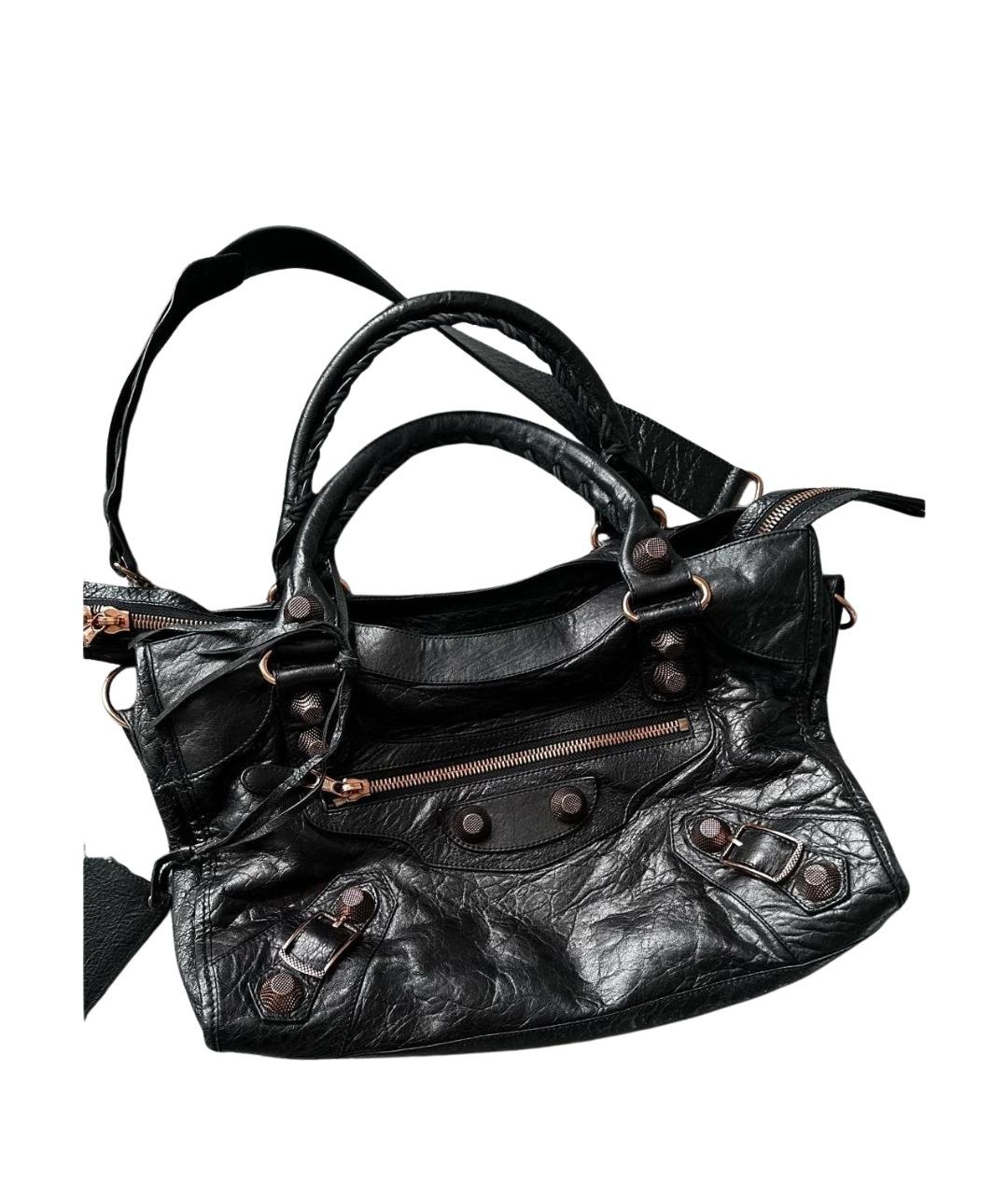 BALENCIAGA Черная кожаная сумка тоут, фото 1